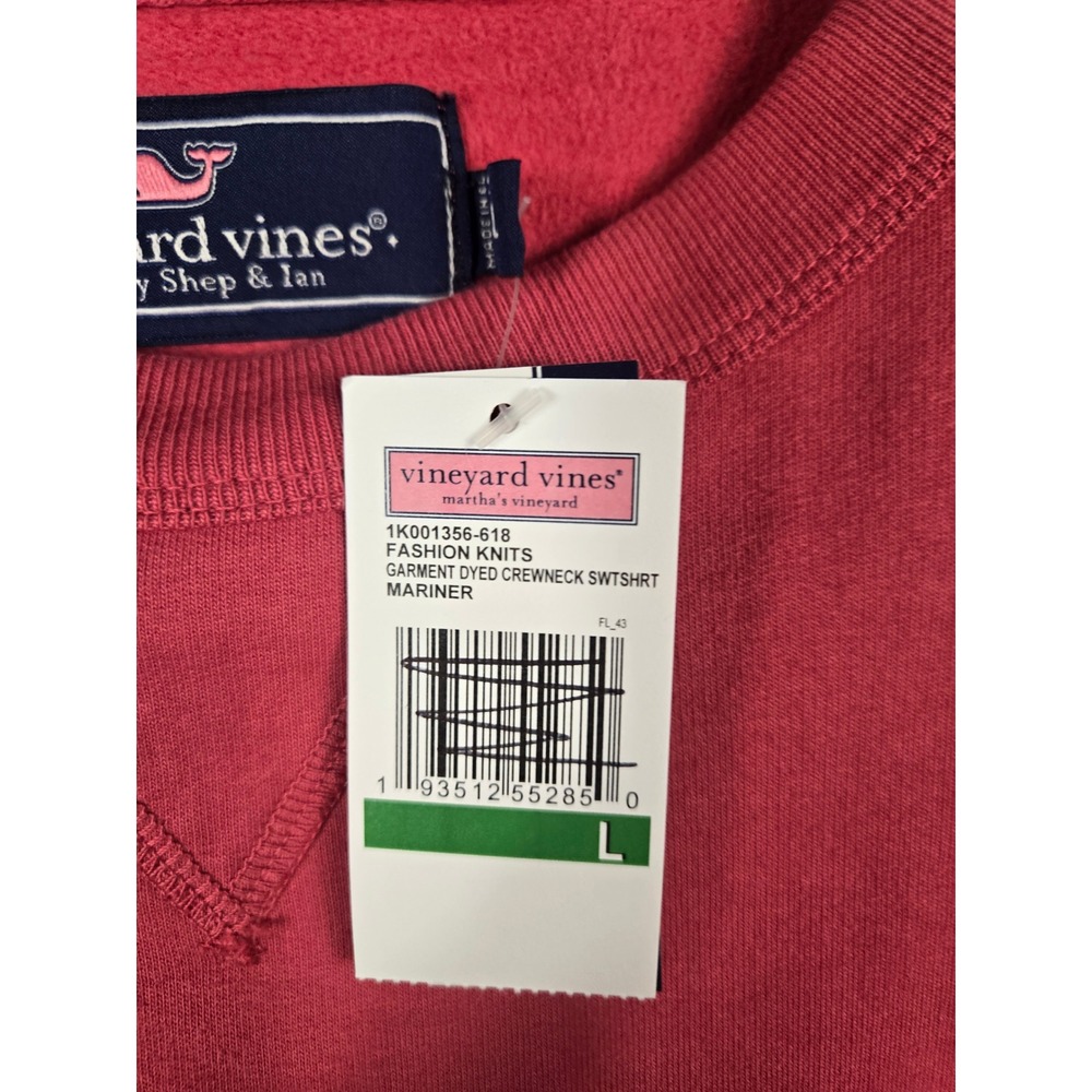Vineyard Vines Mens Mariner Pink Garment Dyed Crewneck Sweatshirt L 1K001356-618 - Picture 5 of 13